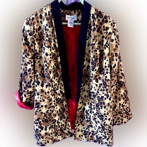 1X star style animal print jacket black lapel